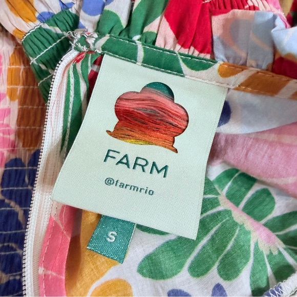 Farm Rio Sunny Daisies Smocked Peplum Crop Top S Multicolor Boho Lace Festival - Picture 6 of 8